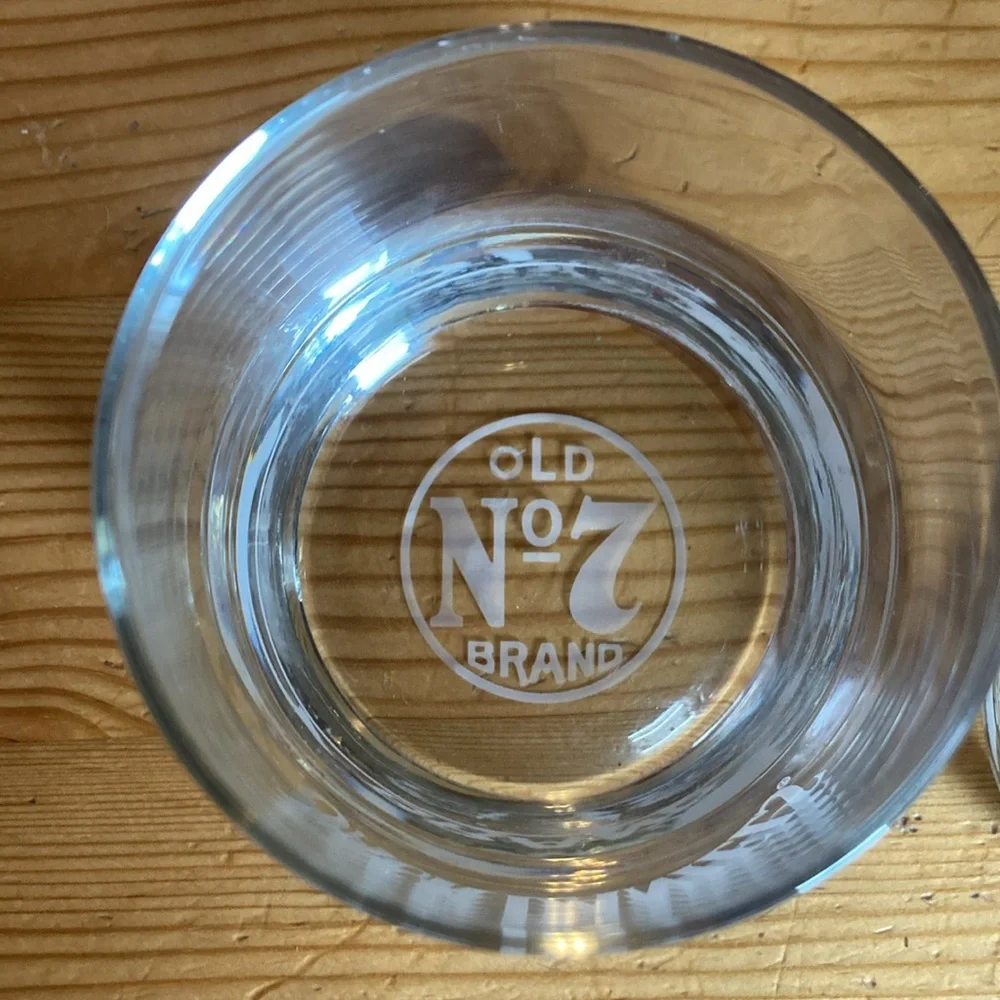 Jack Daniels Whiskey Glass Old No. 7 Brand Clear Rocks Round Set of 2